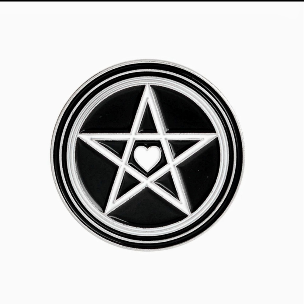 Wicca Witchy pin collection - PENTACLE & heart